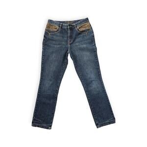 LRL Mid Rise Suede Trimmed Blue Jeans 30" inseam